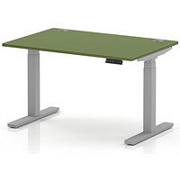 Air 1200mm Height Adjustable Desk, Silver Leg, Moss Green