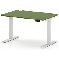 Air 1200mm Height Adjustable Desk, White Leg, Moss Green