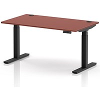 Air 1400mm Height Adjustable Desk, Black Leg, Brick Red