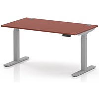 Air 1400mm Height Adjustable Desk, Silver Leg, Brick Red