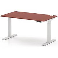 Air 1400mm Height Adjustable Desk, White Leg, Brick Red