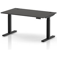 Air 1400mm Height Adjustable Desk, Black Leg, Carbon Grey