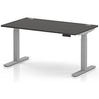 Air 1400mm Height Adjustable Desk, Silver Leg, Carbon Grey