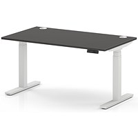 Air 1400mm Height Adjustable Desk, White Leg, Carbon Grey