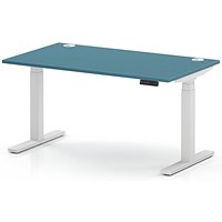 Air 1400mm Height Adjustable Desk, White Leg, Dark Teal
