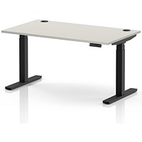 Air 1400mm Height Adjustable Desk, Black Leg, Dove Grey
