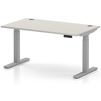 Air 1400mm Height Adjustable Desk, Silver Leg, Dove Grey