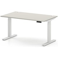 Air 1400mm Height Adjustable Desk, White Leg, Dove Grey