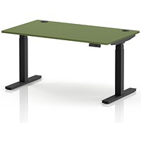 Air 1400mm Height Adjustable Desk, Black Leg, Moss Green