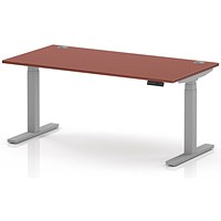 Air 1600mm Height Adjustable Desk, Silver Leg, Brick Red