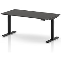 Air 1600mm Height Adjustable Desk, Black Leg, Carbon Grey