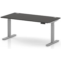 Air 1600mm Height Adjustable Desk, Silver Leg, Carbon Grey