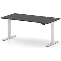 Air 1600mm Height Adjustable Desk, White Leg, Carbon Grey