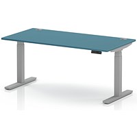 Air 1600mm Height Adjustable Desk, Silver Leg, Dark Teal