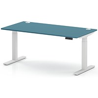 Air 1600mm Height Adjustable Desk, White Leg, Dark Teal