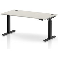 Air 1600mm Height Adjustable Desk, Black Leg, Dove Grey