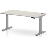 Air 1600mm Height Adjustable Desk, Silver Leg, Dove Grey