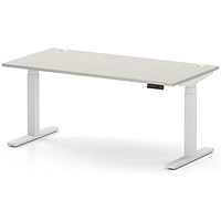 Air 1600mm Height Adjustable Desk, White Leg, Dove Grey