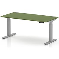 Air 1600mm Height Adjustable Desk, Silver Leg, Moss Green