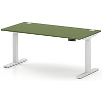 Air 1600mm Height Adjustable Desk, White Leg, Moss Green