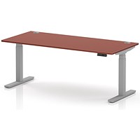 Air 1800mm Height Adjustable Desk, Silver Leg, Brick Red