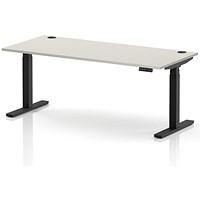 Air 1800mm Height Adjustable Desk, Black Leg, Dove Grey