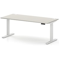 Air 1800mm Height Adjustable Desk, White Leg, Dove Grey