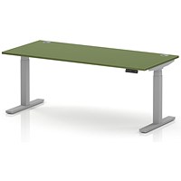 Air 1800mm Height Adjustable Desk, Silver Leg, Moss Green