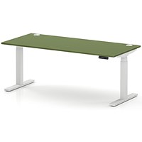 Air 1800mm Height Adjustable Desk, White Leg, Moss Green