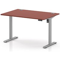 Air Lite 1200mm Height Adjustable Desk, Silver Leg, Brick Red