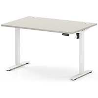 Air Lite 1200mm Height Adjustable Desk, White Leg, Dove Grey