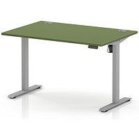 Air Lite 1200mm Height Adjustable Desk, Silver Leg, Moss Green