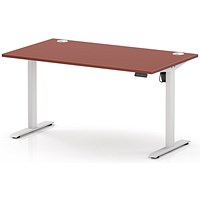 Air Lite 1400mm Height Adjustable Desk, White Leg, Brick Red