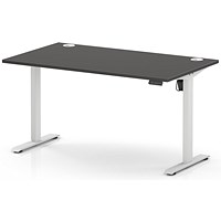 Air Lite 1400mm Height Adjustable Desk, White Leg, Carbon Grey