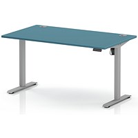 Air Lite 1400mm Height Adjustable Desk, Silver Leg, Dark Teal