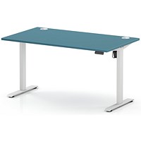 Air Lite 1400mm Height Adjustable Desk, White Leg, Dark Teal