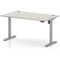 Air Lite 1400mm Height Adjustable Desk, Silver Leg, Dove Grey
