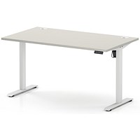 Air Lite 1400mm Height Adjustable Desk, White Leg, Dove Grey