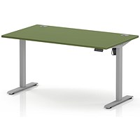 Air Lite 1400mm Height Adjustable Desk, Silver Leg, Moss Green