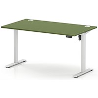 Air Lite 1400mm Height Adjustable Desk, White Leg, Moss Green
