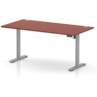 Air Lite 1600mm Height Adjustable Desk, Silver Leg, Brick Red