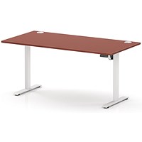 Air Lite 1600mm Height Adjustable Desk, White Leg, Brick Red