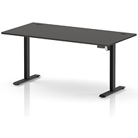 Air Lite 1600mm Height Adjustable Desk, Black Leg, Carbon Grey
