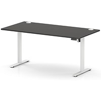 Air Lite 1600mm Height Adjustable Desk, White Leg, Carbon Grey