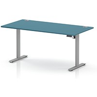 Air Lite 1600mm Height Adjustable Desk, Silver Leg, Dark Teal