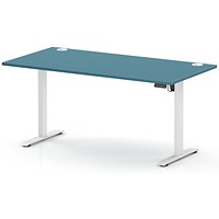 Air Lite 1600mm Height Adjustable Desk, White Leg, Dark Teal