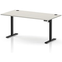 Air Lite 1600mm Height Adjustable Desk, Black Leg, Dove Grey