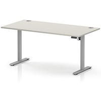 Air Lite 1600mm Height Adjustable Desk, Silver Leg, Dove Grey