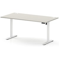 Air Lite 1600mm Height Adjustable Desk, White Leg, Dove Grey