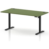 Air Lite 1600mm Height Adjustable Desk, Black Leg, Moss Green